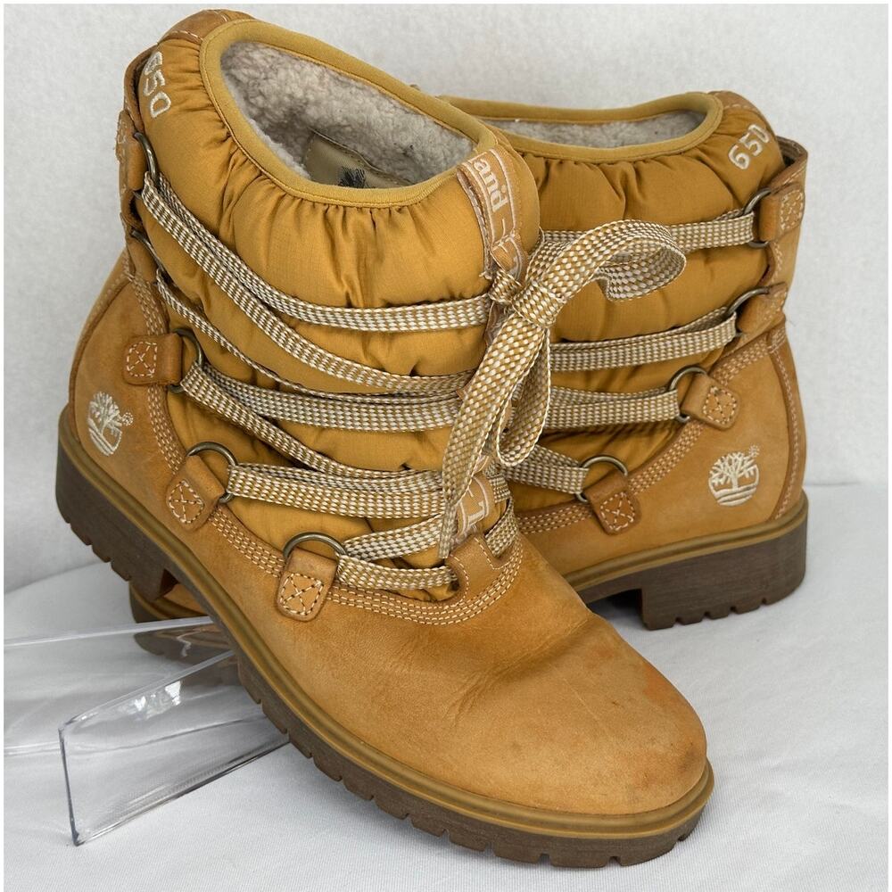 Timberland 650 Insulated Sherpa Lined Nubuck Leather Puff Lace Up Hiking Boots 7